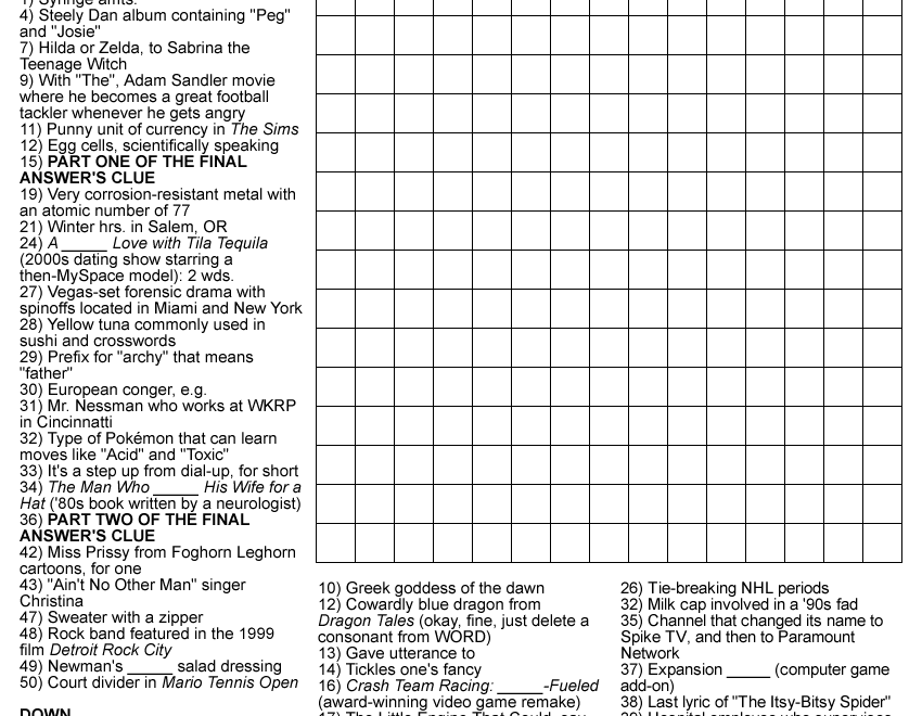 Redhead64 s Obscure Puzzle Blog PUZZLE 282 Diagramless Crossword 4