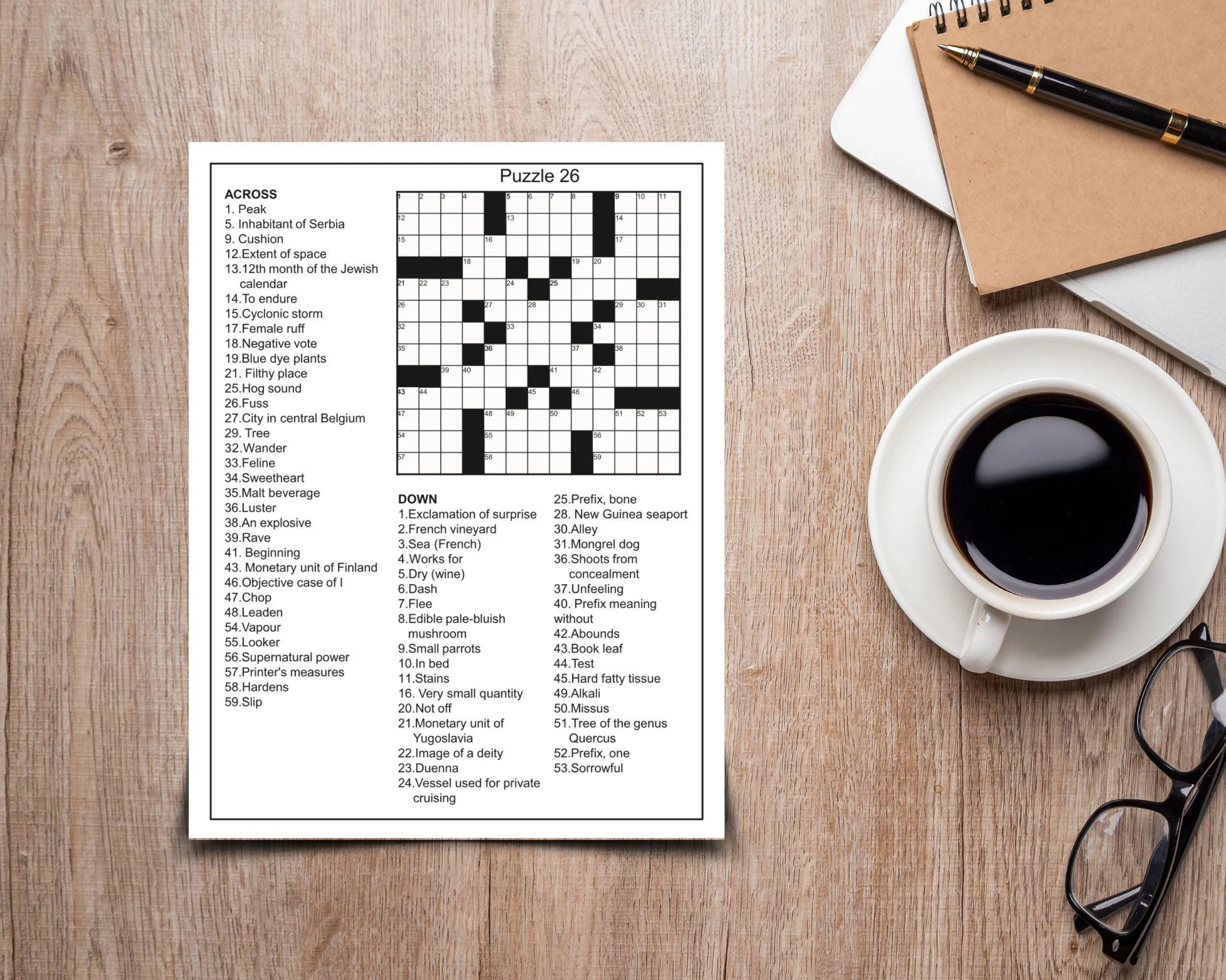 Relaxing Crossword Puzzles For Adults Large Print Etsy Relaxing Crossword Puzzles For Adults Large Print Etsy