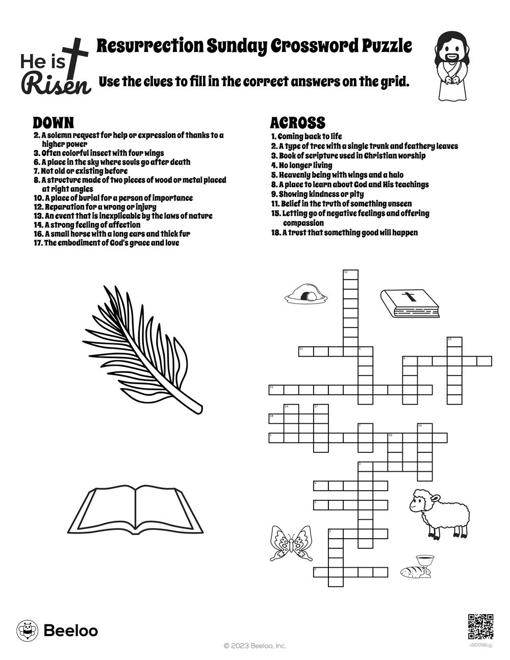 Resurrection Sunday Crossword Puzzle Beeloo Printable Crafts And Activities For Kids