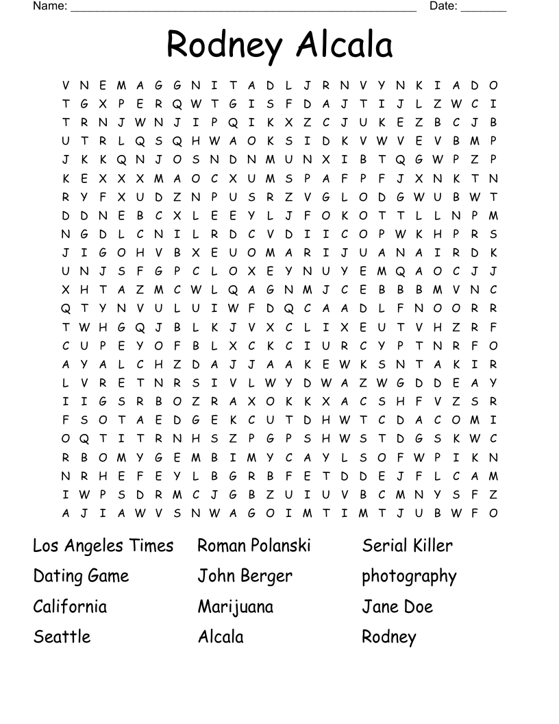 Rodney Alcala Word Search WordMint