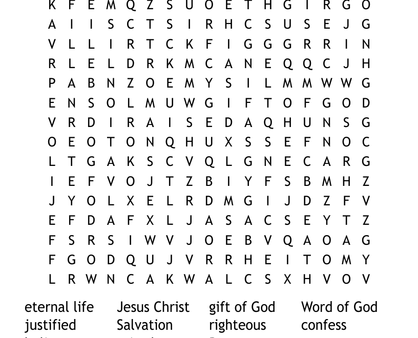 Romans Road Word Search WordMint