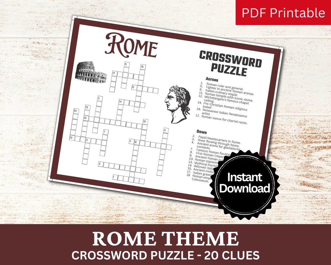 Rome Crossword Puzzle Printable Game Fun Travel Club Theme Birthday Activity Italy Country Traveler Party City Gathering Word Game PDF Etsy Rome Crossword Puzzle Printable Game Fun Travel Club Theme Birthday Activity Italy Country Traveler Party City Gathering Word Game PDF Etsy