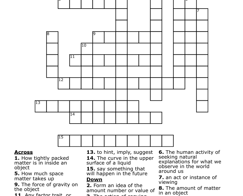 Science Crossword Puzzle WordMint