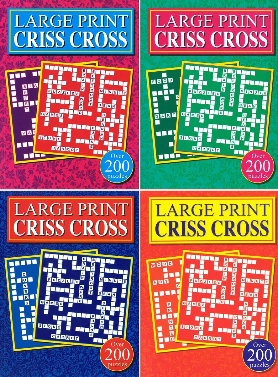 Set 4 X Adult Criss Cross Books LARGE PRINT 200 Puzzles Per Book Crossword Game EBay