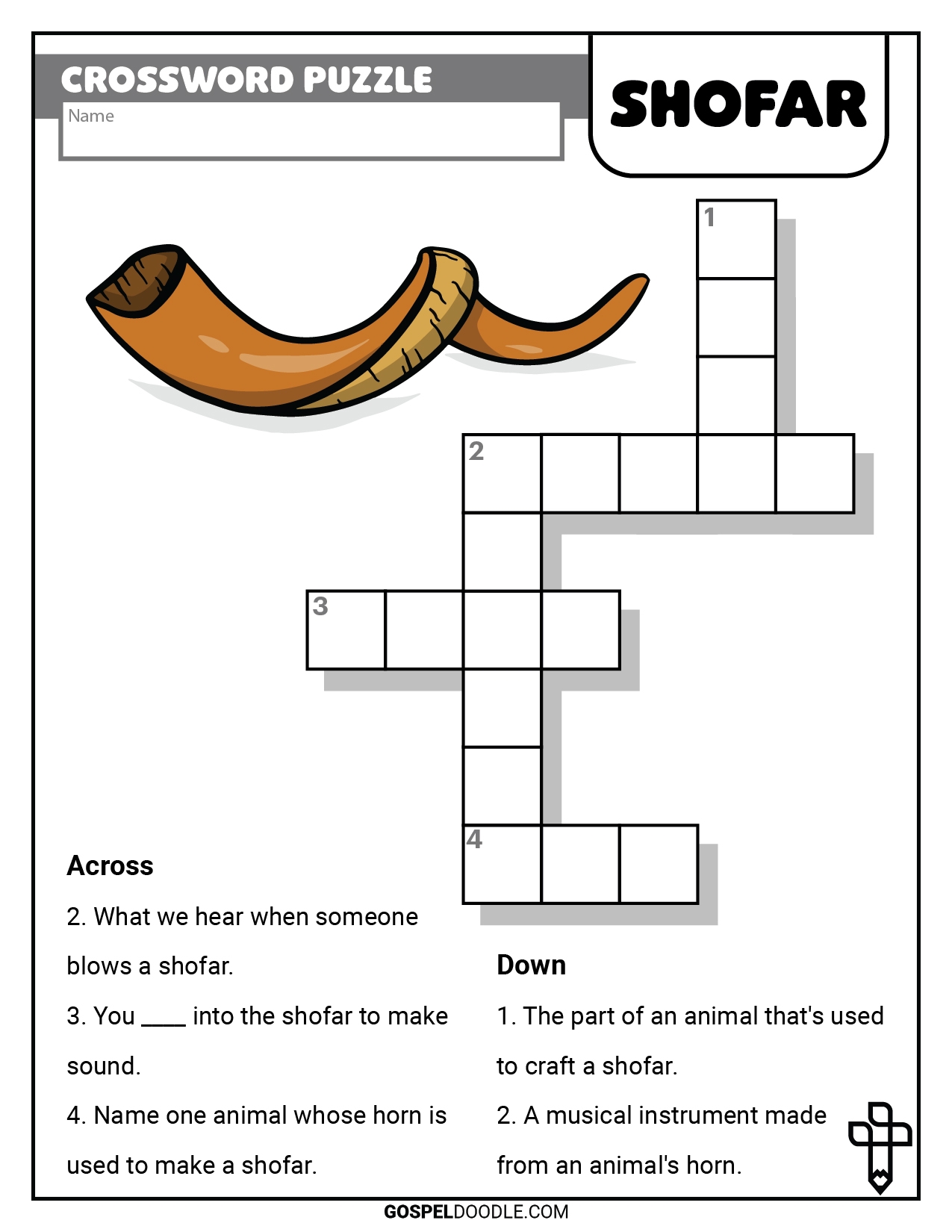 Shofar Crossword Puzzle Gospel Doodle