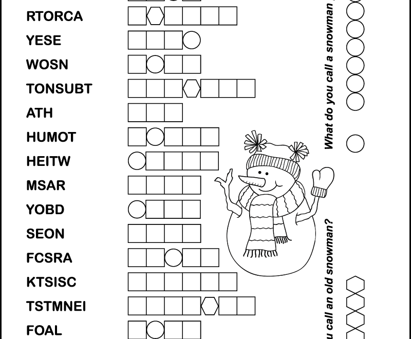 Snowman Word Scramble Tree Valley Academy