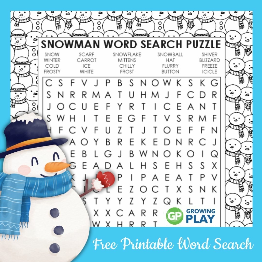 Snowman Word Search Free Printable Growing Play Snowman Word Search Free Printable Growing Play