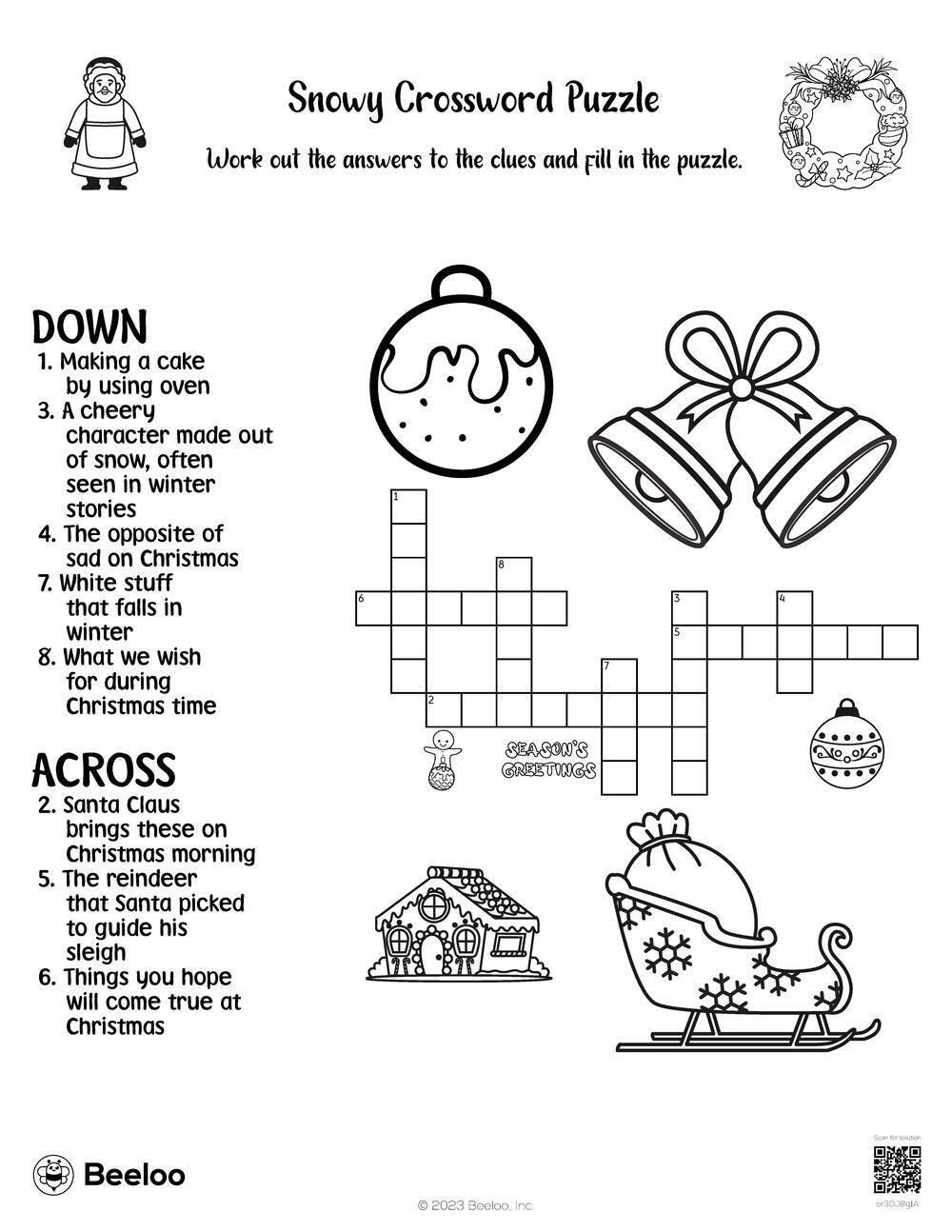 Winter Crossword Puzzle Printable For Adults