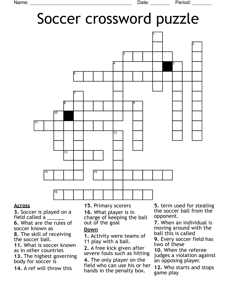 Soccer Crossword Puzzle WordMint Soccer Crossword Puzzle WordMint