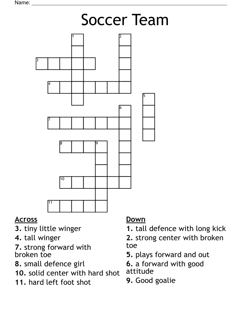 Soccer Team Crossword WordMint Soccer Team Crossword WordMint