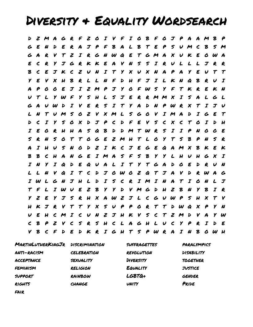 Social Justice Wordsearch WordMint