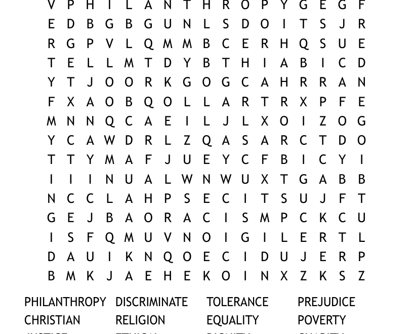 Social Justice Wordsearch WordMint