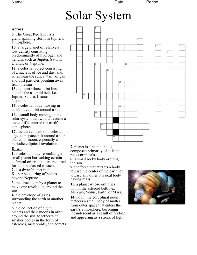 Solar System Crossword WordMint