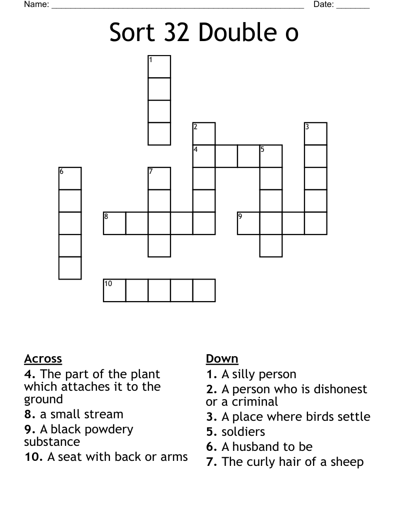 Sort 32 Double O Crossword WordMint