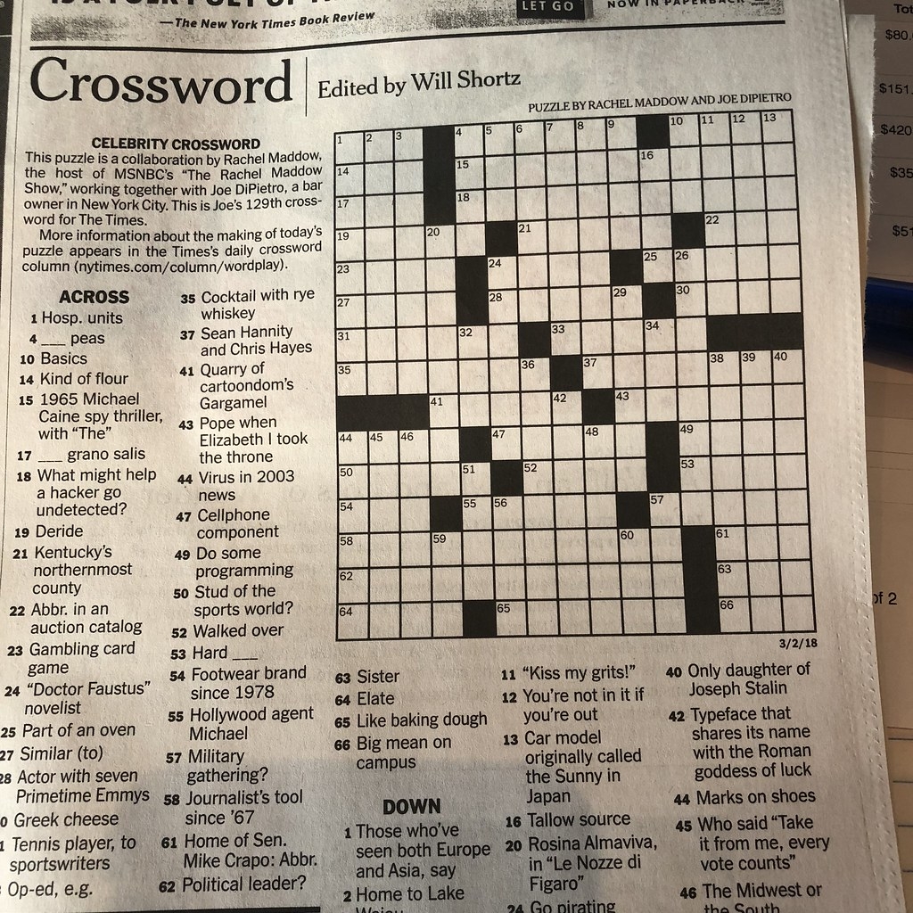 Speaking Of Rachel Maddow She Made A Crossword Puzzle Flickr