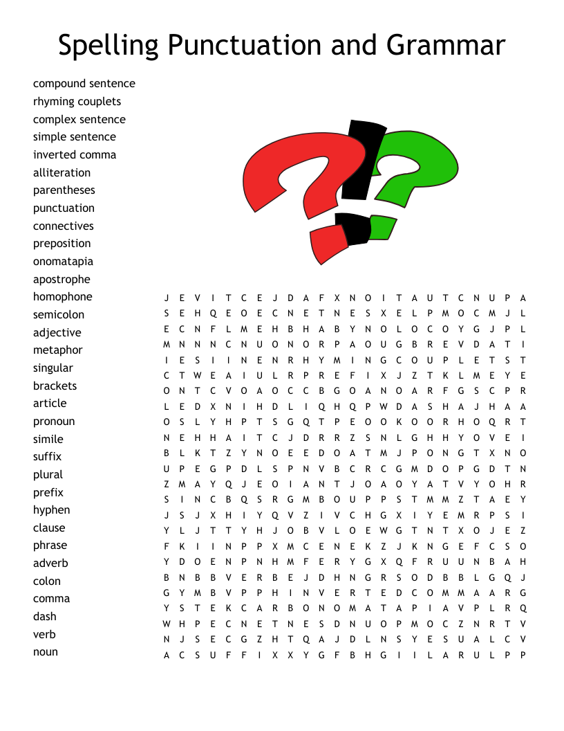 Spelling Punctuation And Grammar Word Search WordMint Spelling Punctuation And Grammar Word Search WordMint