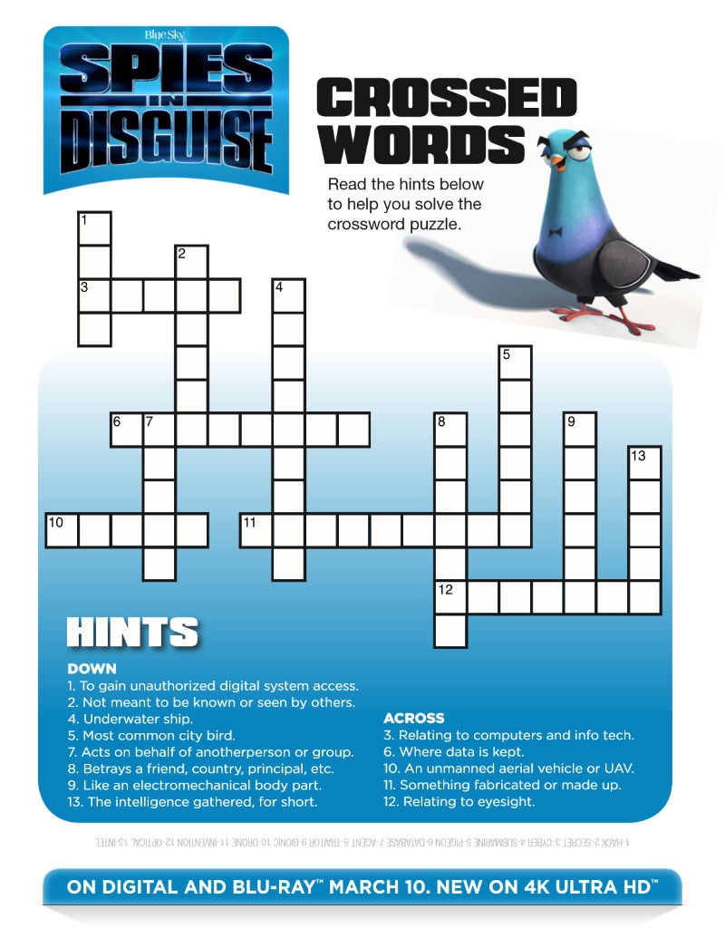 Spies In Disguise Crossword Puzzle Mama Likes This Spies In Disguise Crossword Puzzle Mama Likes This