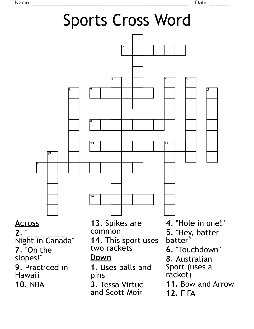 Sports Cross Word WordMint Sports Cross Word WordMint