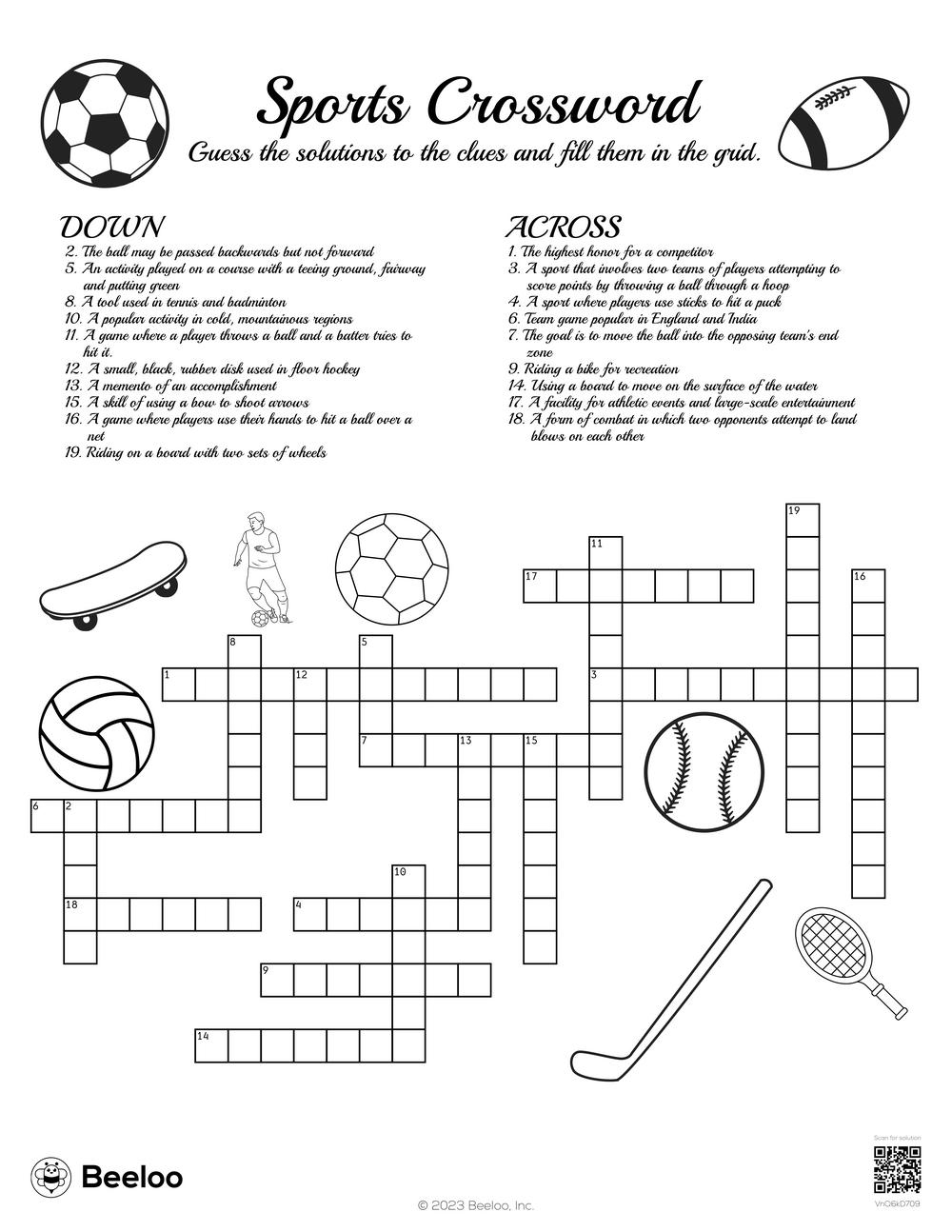 Tennis Crossword Puzzle Printable