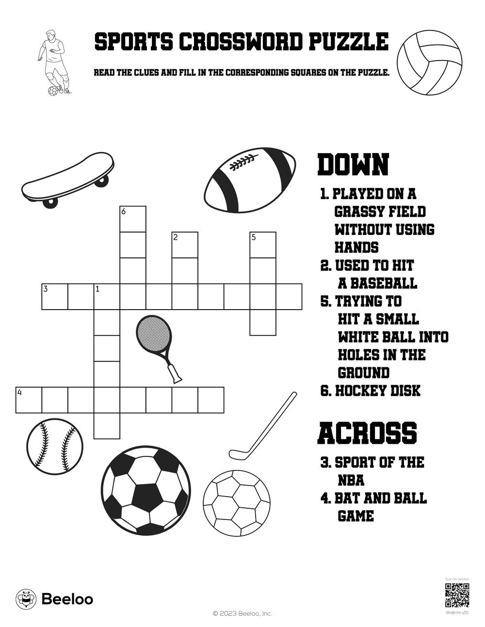Sports Crossword Puzzle Beeloo Printable Crafts And Activities For Kids Sports Crossword Puzzle Beeloo Printable Crafts And Activities For Kids