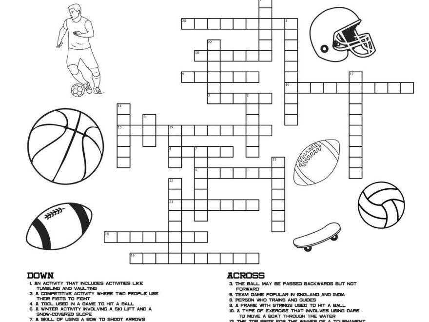 Sports Crossword Puzzle Beeloo Printable Crafts And Activities For Kids
