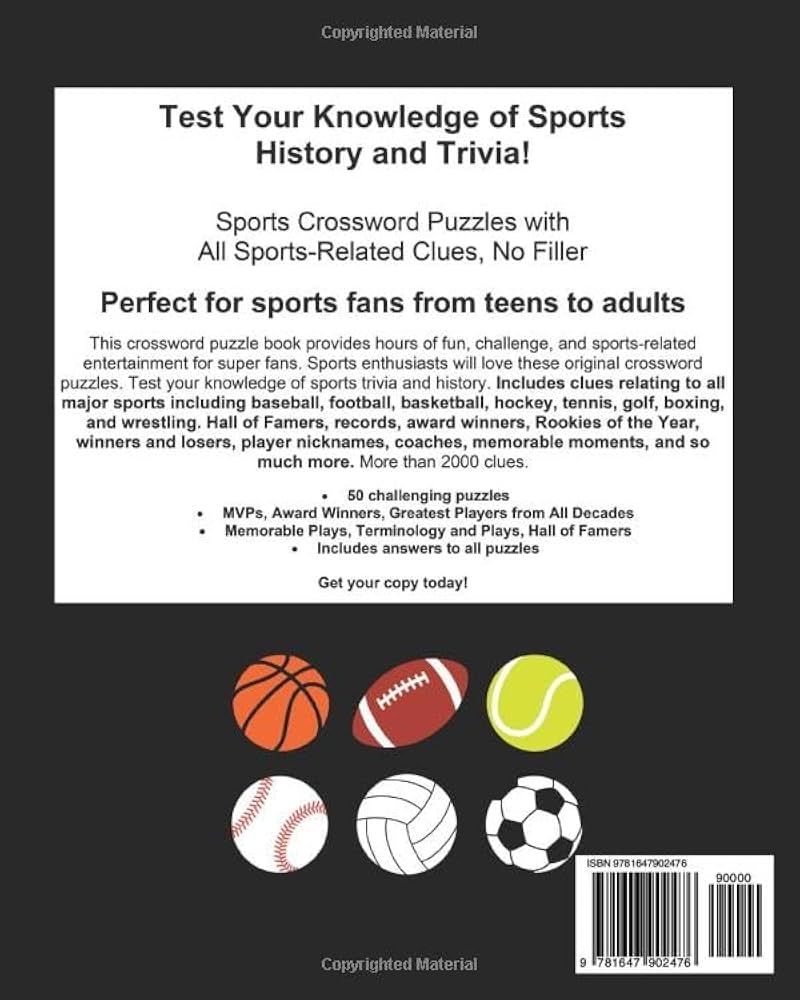 Sports Crosswords Test Your Knowledge Of Sports History And Trivia Grady T R 9781647902476 Amazon Books Sports Crosswords Test Your Knowledge Of Sports History And Trivia Grady T R 9781647902476 Amazon Books