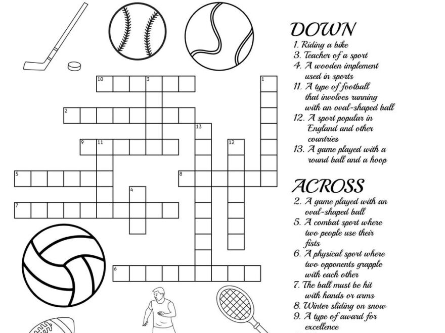 Sports themed Crossword Puzzles Beeloo Printable Crafts And Activities For Kids