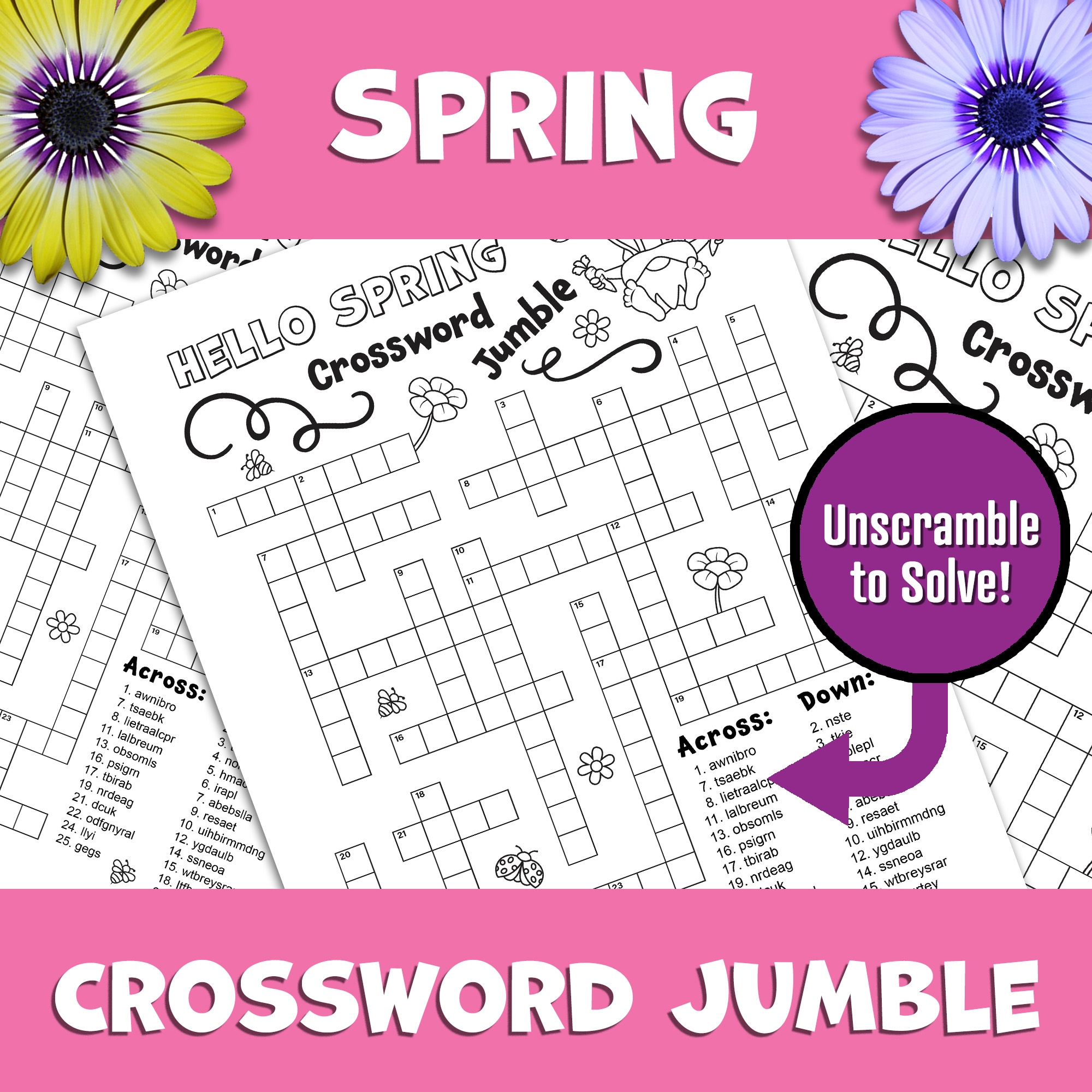 Spring Crossword Puzzle Word Scramble Printable Word Jumble Game Classful Spring Crossword Puzzle Word Scramble Printable Word Jumble Game Classful