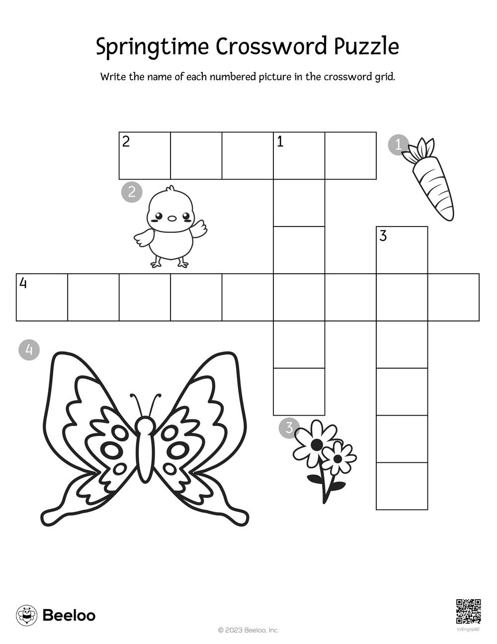Kids Crossword Printable Spring