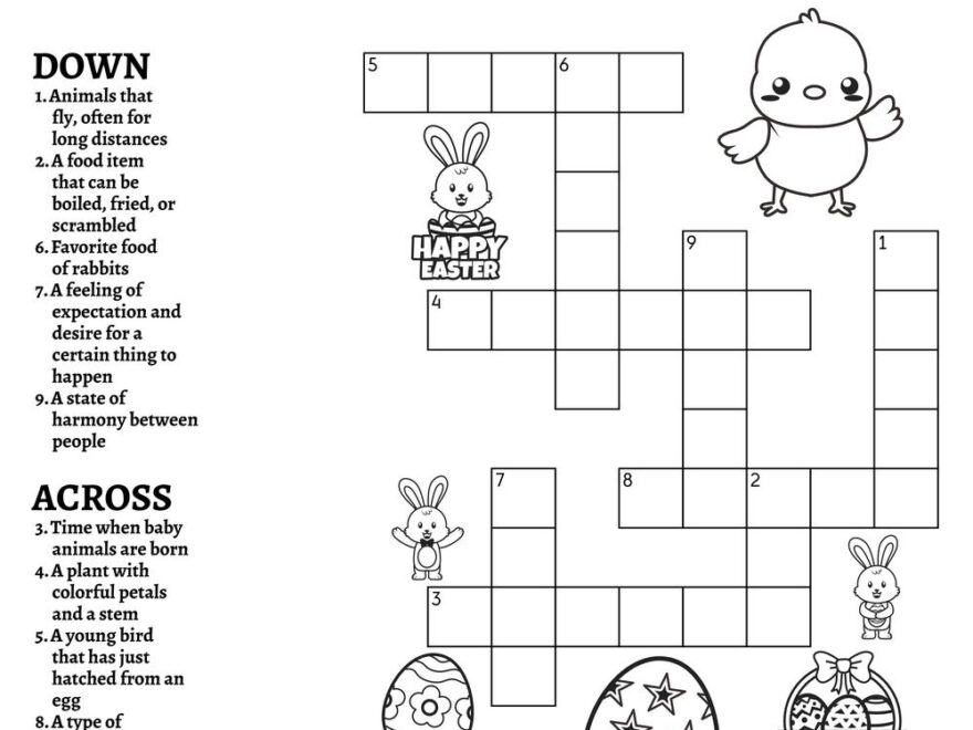 Springtime Easter themed Crossword Puzzles Beeloo Printable Crafts And Activities For Kids