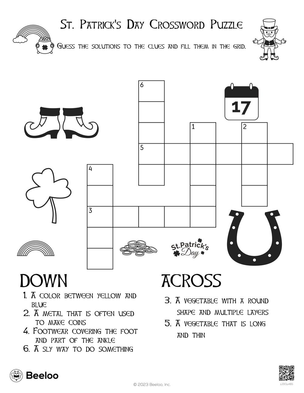 St Patrick s Day Crossword Puzzle Beeloo Printable Crafts And Activities For Kids St Patrick s Day Crossword Puzzle Beeloo Printable Crafts And Activities For Kids