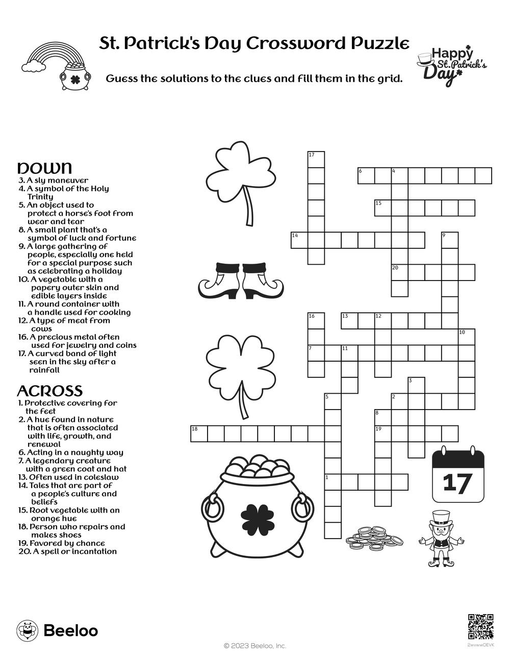 St Patricks Day Printable Crossword Puzzles