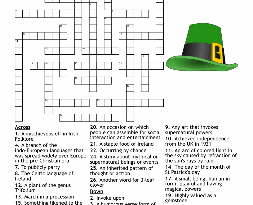 St Patrick s Day Crossword WordMint