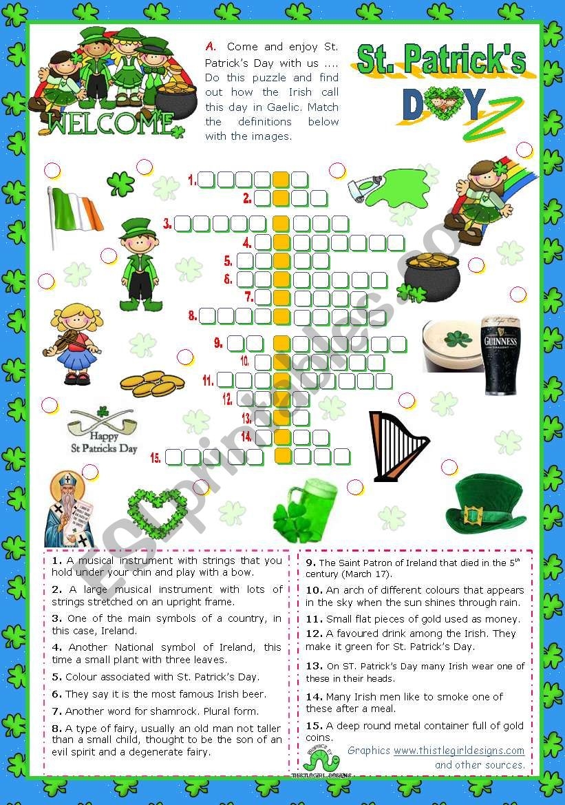 St Patrick s Day Set 4 Crossword Puzzle ESL Worksheet By Mena22 St Patrick s Day Set 4 Crossword Puzzle ESL Worksheet By Mena22