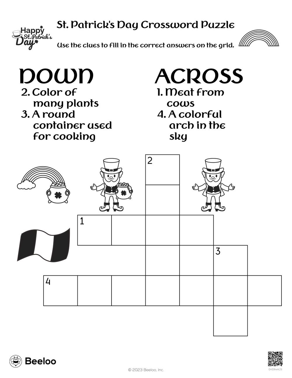 St Patrick s Day themed Crossword Puzzles Beeloo Printable Crafts And Activities For Kids