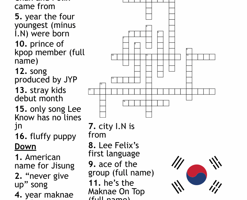 Stray Kids Crossword WordMint