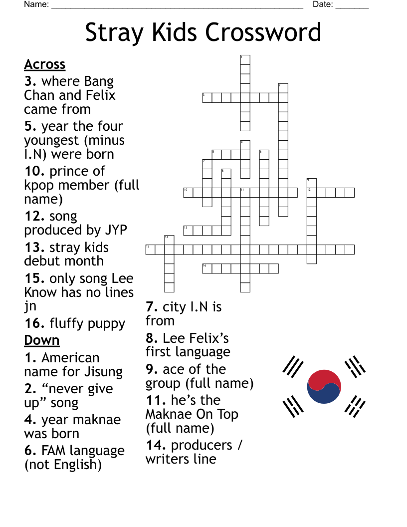 Stray Kids Crossword WordMint Stray Kids Crossword WordMint