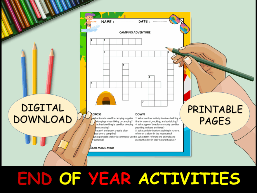 Summer Crossword Puzzle Free Printable End Of The Year Activities For Grades 3 6 Made By Teachers