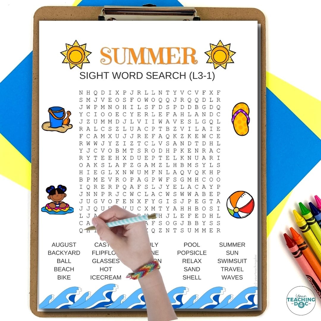 Summer Crossword Word Search Sight Word Puzzle Worksheets Made By Teachers