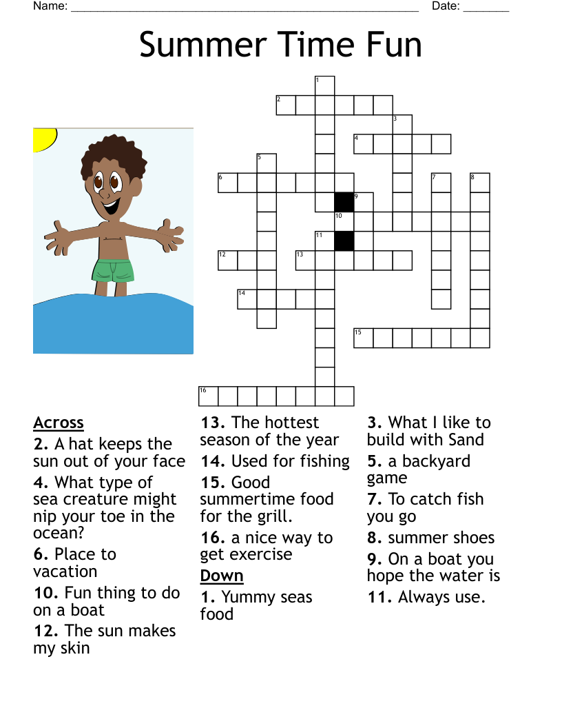 Easy Crossword Puzzles Printable Summer