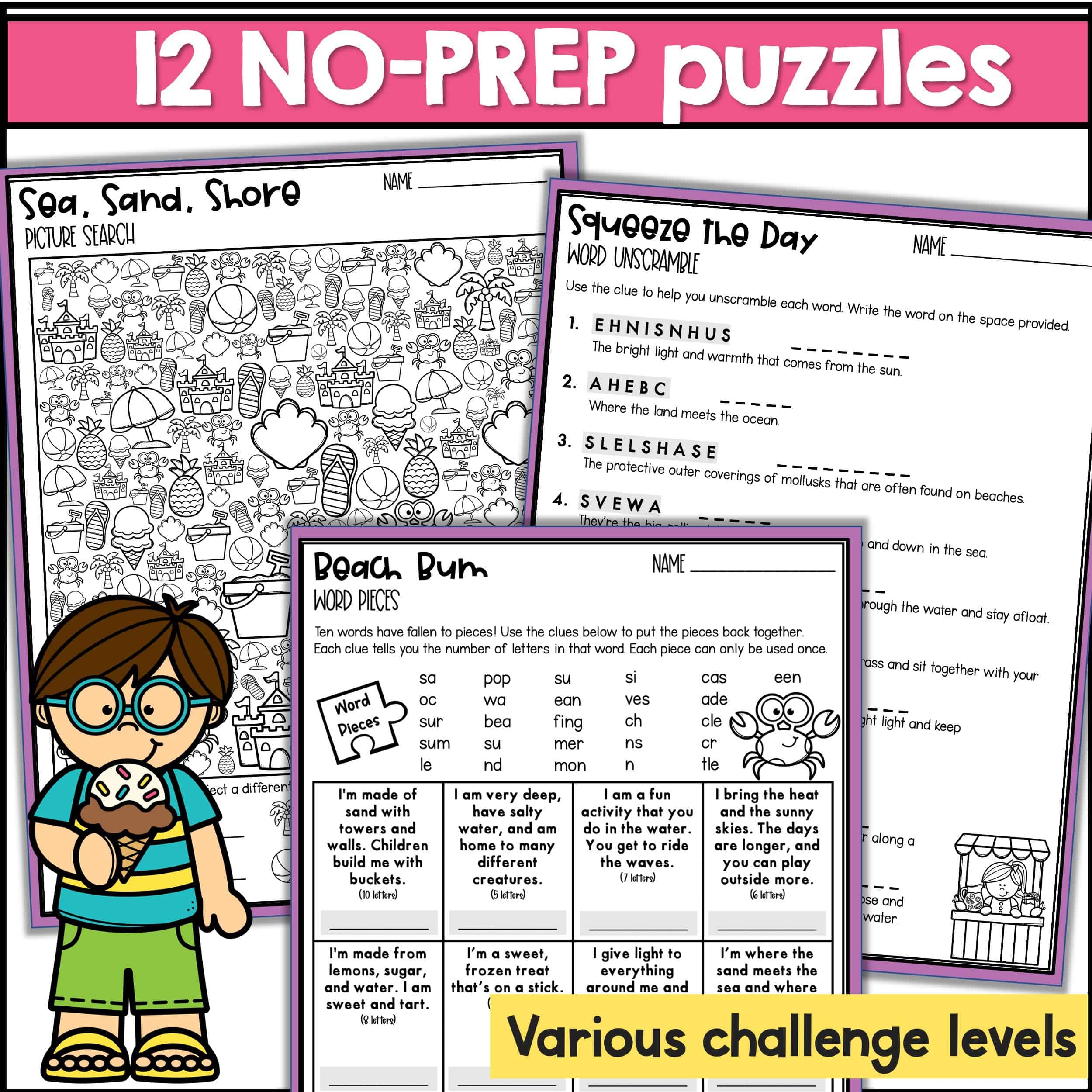 Summer Puzzles Packet Summer Crossword Puzzle Printable End Of Year Puzzles The Rocket Resource Summer Puzzles Packet Summer Crossword Puzzle Printable End Of Year Puzzles The Rocket Resource
