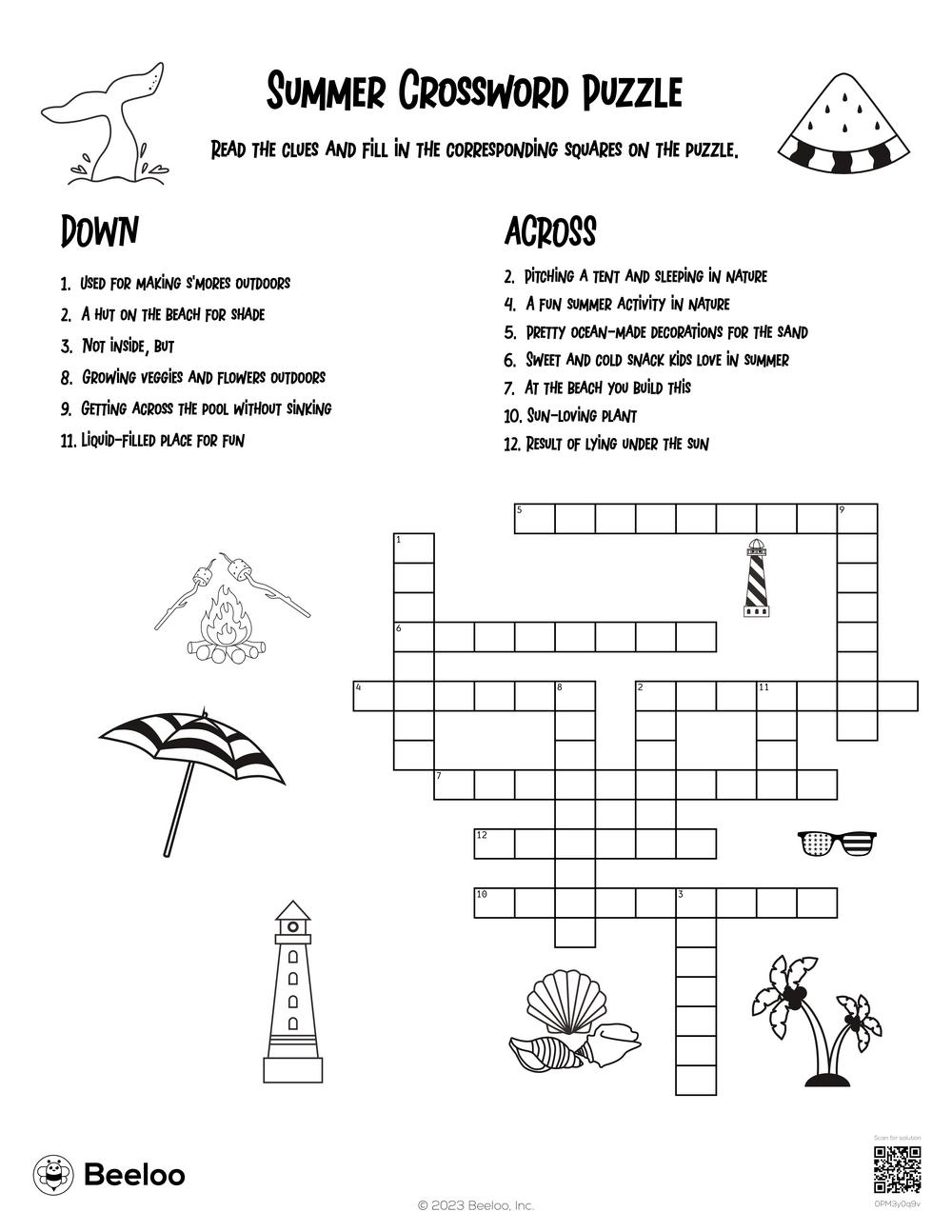 Summer themed Crossword Puzzles Beeloo Printable Crafts And Worksheets Library Summer themed Crossword Puzzles Beeloo Printable Crafts And Worksheets Library