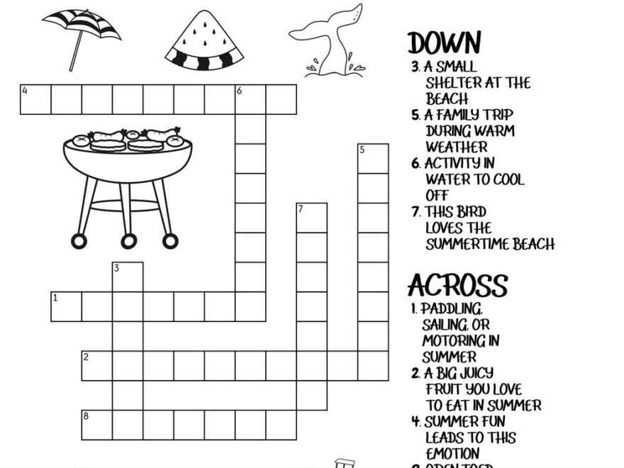 Summertime Crossword Beeloo Printable Crafts And Activities For Kids