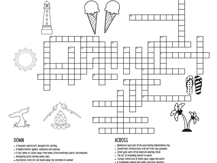 Summertime Crossword Puzzle Beeloo Printable Crafts And Activities For Kids