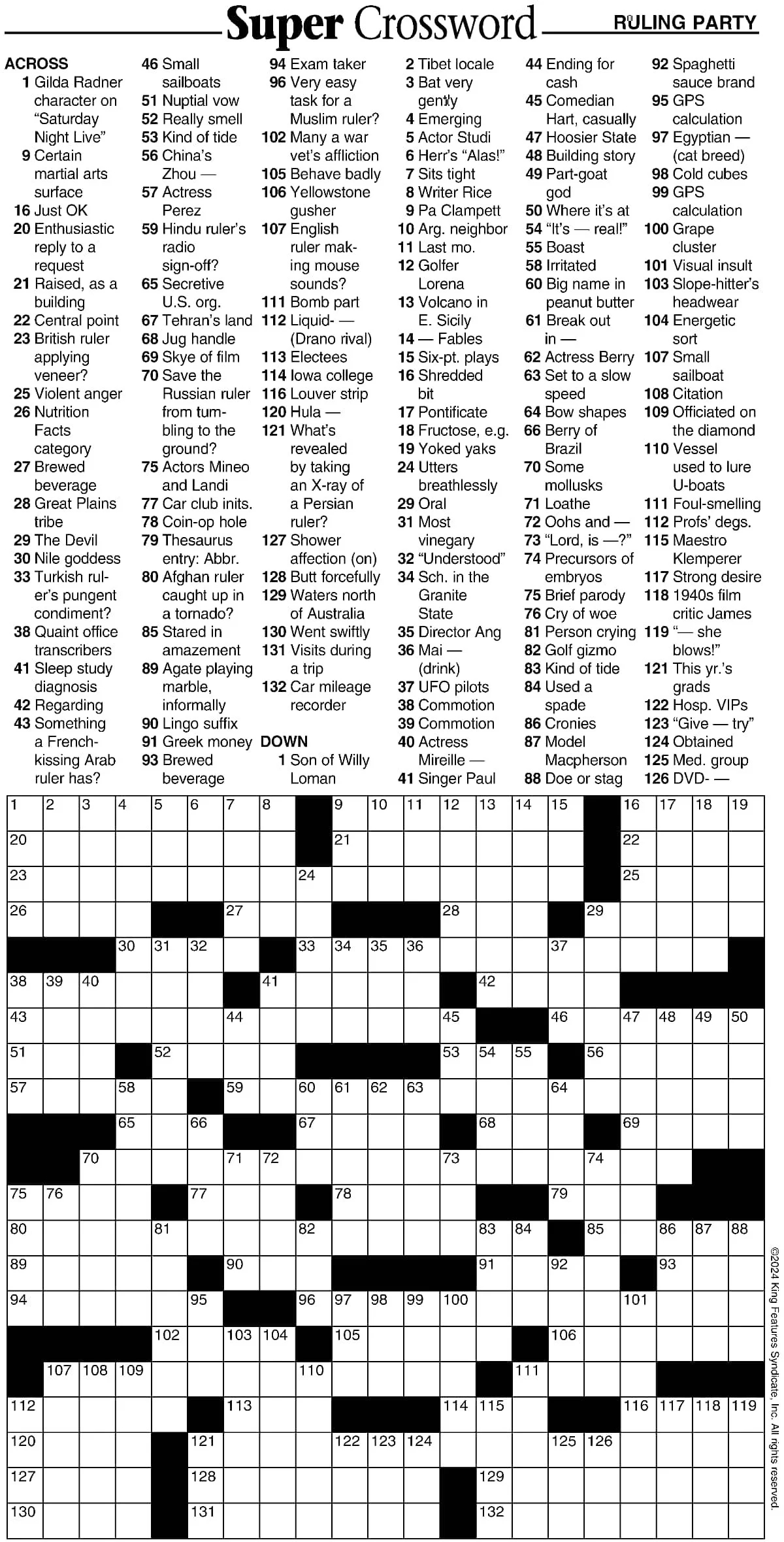 Super Crossword Ruling Party Your West Central Voice