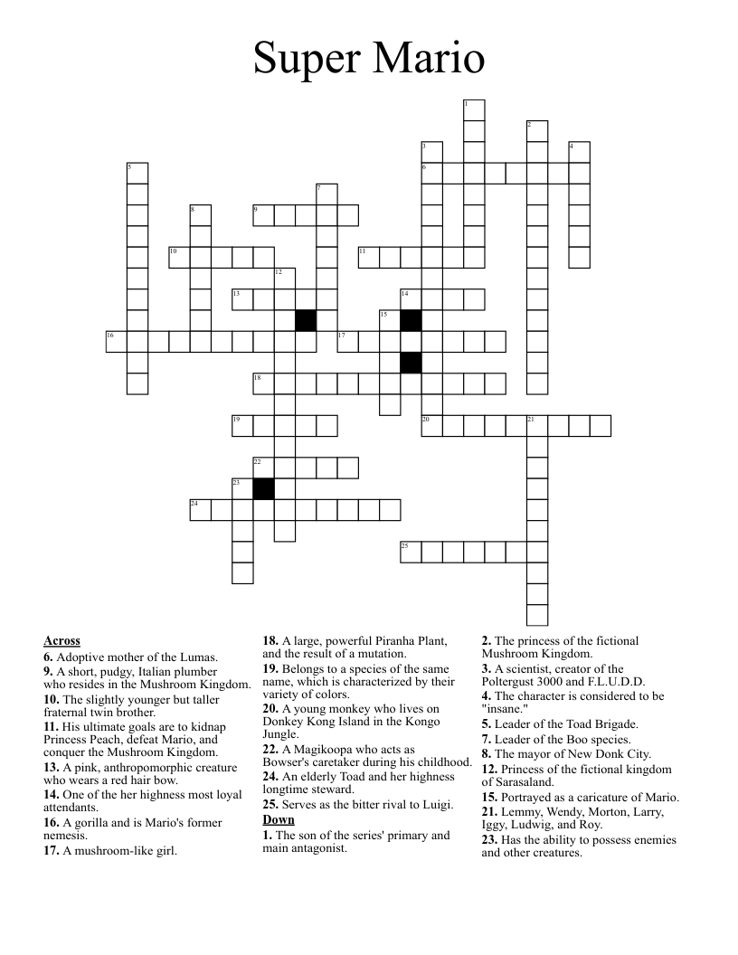 Printable Super Crossword Puzzle Printable Super Crossword Puzzle