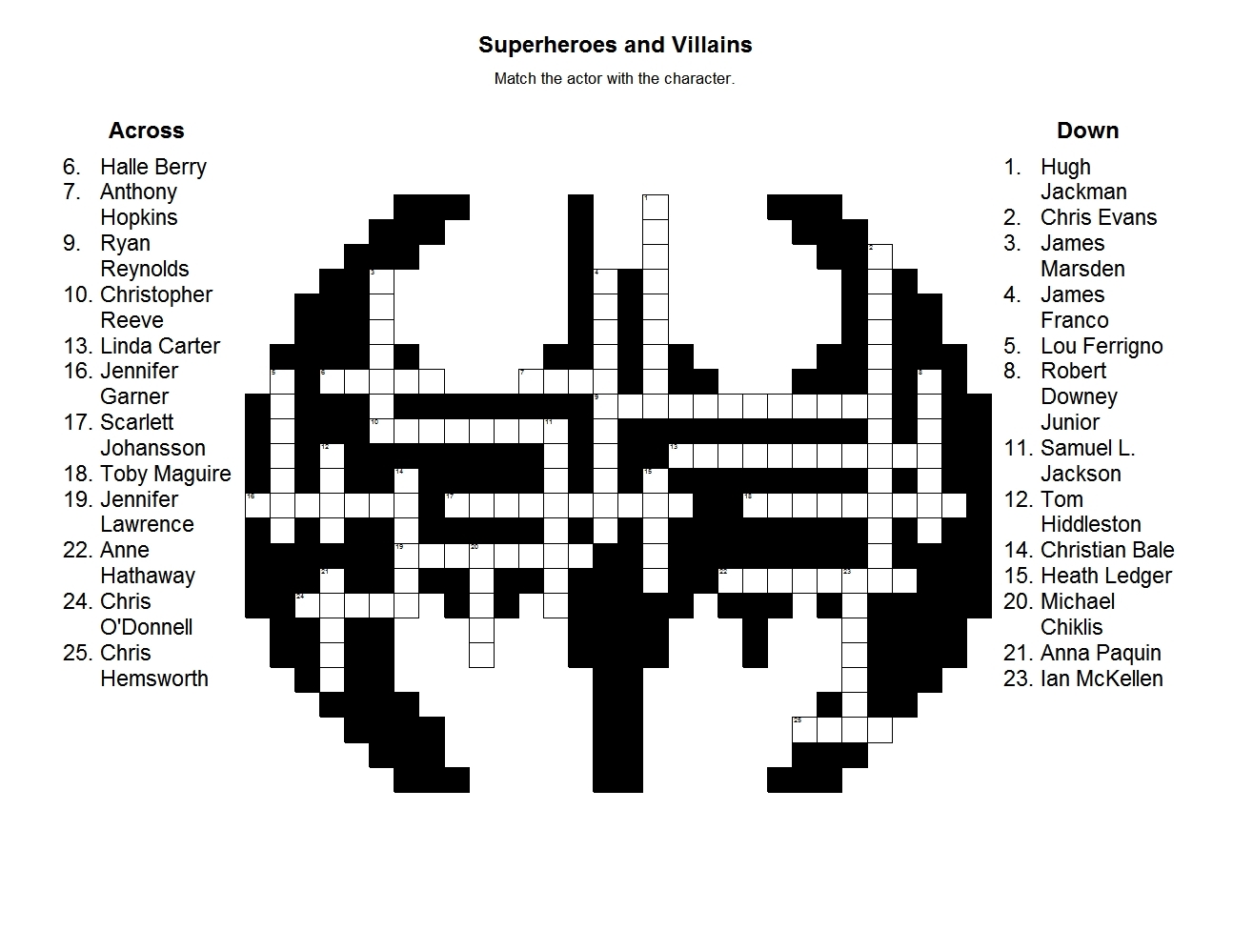 Superheroes And Villains Crossword Puzzle Superheroes And Villains Crossword Puzzle