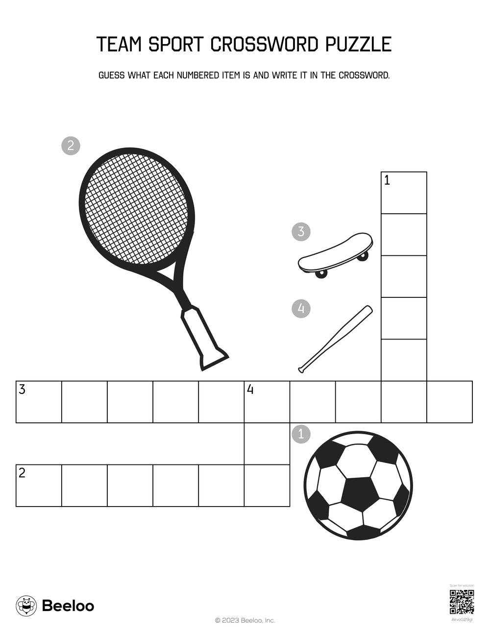 Team Sport Crossword Puzzle Beeloo Printable Crafts And Activities For Kids Team Sport Crossword Puzzle Beeloo Printable Crafts And Activities For Kids