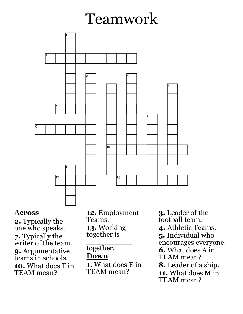 Printable Teamwork Crossword Easy Hard Printable Crossword Puzzles Printable Teamwork Crossword Easy Hard Printable Crossword Puzzles