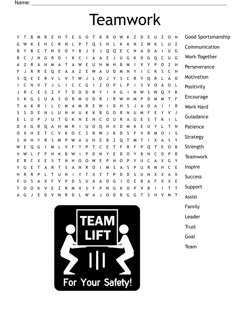 Teamwork Word Search WordMint